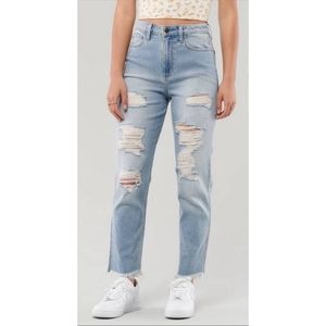 3S Ultra High Rise Mom Jeans Distressed Hollister jeans